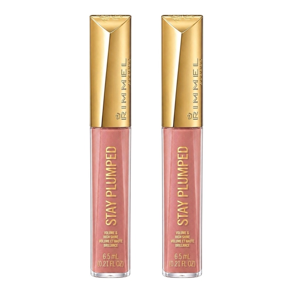 Rimmel Stay Plumped Lip Gloss Peach Pie 531 2 Pack 6.5ml High Shine